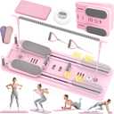 5 in 1 Pilates Board, Foldable Pilates Reformer Set with Resistance Bands, Portable Pilates Sliding Board, Trainer Machine for Home Workout, Ab, Core, Fitness, Exercise (Pink)