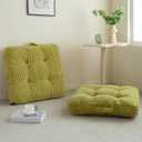 Washable Floor Pillow Cushion for Adults, Meditation Cushion Pillow, Large Square Floor Sitting, Removable Tufted Corduroy Cover, for Tatami Living Room or Yoga, 22x22 Inch, 2Pack, Machine Washable (Green)