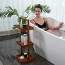Utoplike Teak Shower Caddy Shelf, Standing Shower Organizer for Bathroom Corner, Wooden Freestanding Racks Storage for Inside Shower, Bath, Office, Stand Up 3 Tier Kitchen Desktop Organization