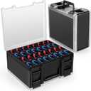 RISOU Sturdy Miniature Figure Storage Carrying Case for Standard Sized Figures - 128 Slot Miniature Figure Box Compatible with 40k,D&D and More.(CASE ONLY) (Black)