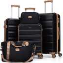 5-Piece Luggage Set, Rolling Suitcases, ABS Hardside Suitcase with TSA Lock Spinner Wheels, Carry-On Luggage Set (20/24/28 Inch), Black -, 5 PIECES, Fashion Luggage