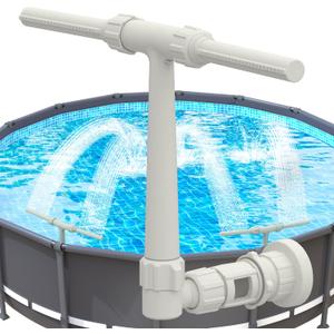 Pool Fountain - Dual Spray Water Fountains for Above Ground Pools, Above Ground Pool Accessories, Adjustable Waterfall Pool Sprinkler Fountain for Cooling & Relaxation (Grey)