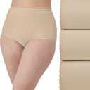 Bali Women's Skimp Skamp Underwear Brief Pack, Full Coverage Underwear for Women, No Panty Lines Panties, 3-Pack (XL, Nude/Nude/Nude)