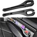 2PCS Car Seat Gap Organizer, Car Seat Gap Filler Storage Bag with Phone Holder, Upgraded Multifunctional Car Seat Gap Blocker Plug to Prevent Dropping, Universal Car Accessories (Black)