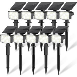 Solar Spot Lights Outdoor Waterproof Adjustable Solar Powered Landscape Lights for Yard 3 Long Time Lighting Modes Spotlights for Pathway Garden Outside Wall Pool Porch- 10 Pack, Cool White
