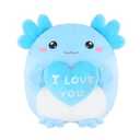 Finebee Christmas Axolotl Plush, Cute Axolotl Holding Gift Stuffed Animals Christmas Day Decor Party Favors for Girls and Boys(Blue)