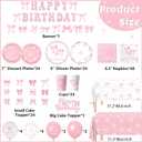 Pink Bow Birthday Party Supplies Serve 24, Coquette Birthday Decorations Include Bow Plates Napkins Cups Banner Tablecloth Cake Topper Balloons Bow Theme Tableware for Girls Bachelorette Decor