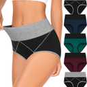 MISSWHO Womens High Waisted Cotton Underwear Full Coverage Soft Double-Layer Waistedband Panties (Regular & Plus Size) (M)