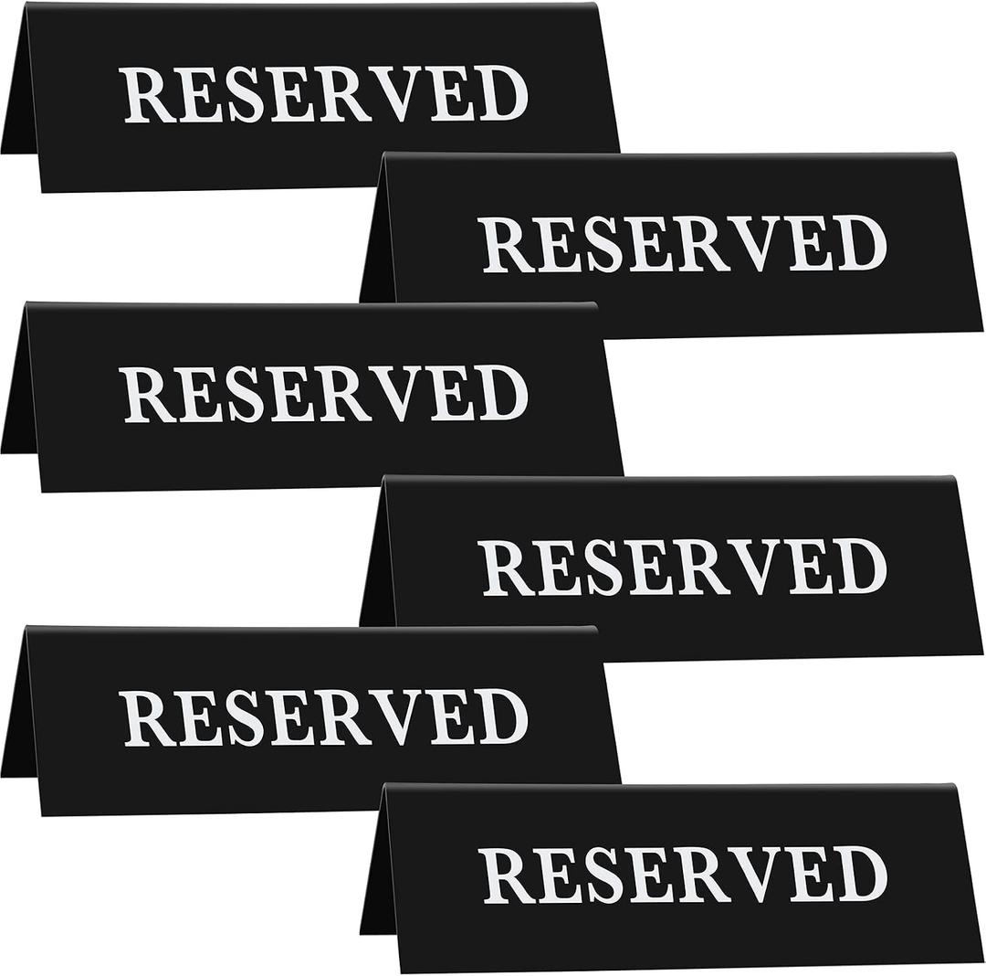 6 Pieces Plastic Reserved Table Sign Table Tent Wedding Guest Reservation Seat Sign for Restaurant Wedding Chairs