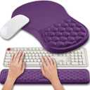 Hokafenle 2 in 1 Ergonomic Mouse Pad Wrist Support & Wrist Rest for Computer Keyboard Set, with Relieve Carpal Tunnel Pain Massage Bulge and Full Memory Gel Design (2In1 Set, Dark Purple)
