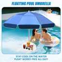 Floating Pool Umbrella - 7ft Outdoor Pool Sunshade Umbrella for Inside of Pool,Portable Floating Table with Drink Holders,No-Tool Setup for Swimming Pools, Beach & Lakes, 80 inches