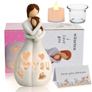 Gifts For Mom From Daughter - Candle Holder Statue W Flickering LED - Birthday Gift For Daughters Mothers Day Present Christmas Moms Unique Gift