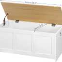 HOOBRO Storage Bench, 39.3" Retro Wooden Storage Chest, Wooden Storage Trunk, Toy Chest with Lift Top, Multifunctional Entryway Organizer, for Entryway, Living Room, White and Natural WN141CW01G1