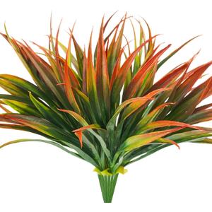 6Pcs Artificial Grass Fake Plants 17.3in Outdoor Plastic Plants UV Resistant Greenery Fake Grass for Home Window Garden Office Patio Hanging Planter Pathway Front Porch Dcor Red
