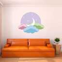 Design With Vinyl Danish Pastel Wall Decal Aesthetic Half Moon in Clouds in The Sky Removable - Size: 40 in x 32 in