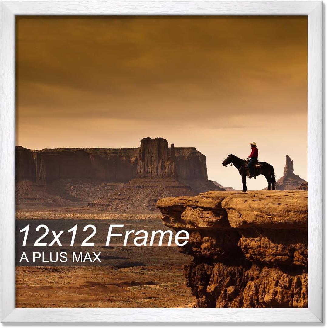 A PLUS MAX 12x12 Picture Frame White Light Weight Wall Mount
12 x 12 Inch White Wood-grain Engineered Wood Material Frame for 12by12 Square Photo Poster - 1 Pack/White/12x12