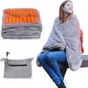 Portable USB Heated Blanket Battery Operated, 5V/2A USB Heated Blanket 3 Heating Levels Without Battery Pack, Plush Flannel Wearable Electric Heated Blanket, 3Hrs Auto Off&Overheat Protection