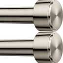 2 Pack Curtain Rods for Windows 32-60 Inch, 1 Inch Adjustable Nickel Curtain Rod Set with Brackets, Easy Install