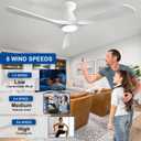 Depuley 52-Inch Ceiling Fans with Lights: White 3 Blade Flush Mount Low Profile Ceiling Fan for Bedroom - Dimmable Indoor Outdoor Fan with Remote Control Ultra Quiet DC Motor Timer
