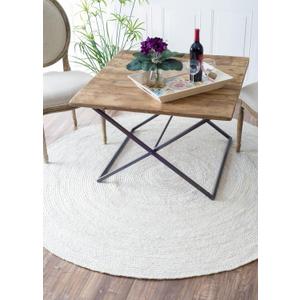 Jute Rug 4ft Round Area Rug Hand Woven Jute Beige Braided Boho Rug for Living Room Outdoor Bedroom Kitchen Entryway Farmhouse Hallway, Rustic Vintage Natural Reversible Floor Rugs: Off White