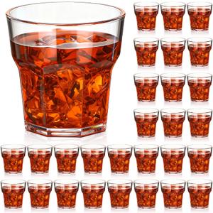 Tioncy 30 Pcs Acrylic Whiskey Glasses 5oz Shot Glasses for Liqueur Unbreakable Stackable Beer Glass for Drinking Water Vodka Cocktail Beer Party Bar