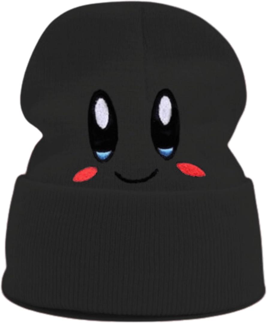 Cute Kir by Beanie Funny Adult Size Anime Hat Accessory Kawaii, Medium Large (Black)