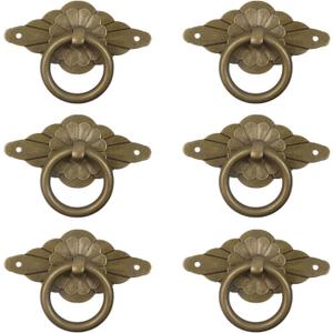 MY MIRONEY Antique Brass Cabinet Pulls Ring, 6 PCS Vintage Drawer Pulls for Dressers, Bathroom & Kitchen Cabinets, Corrosion-Resistant Material,Drawer Pulls and Knobs is Perfect for Rustic Home Decor