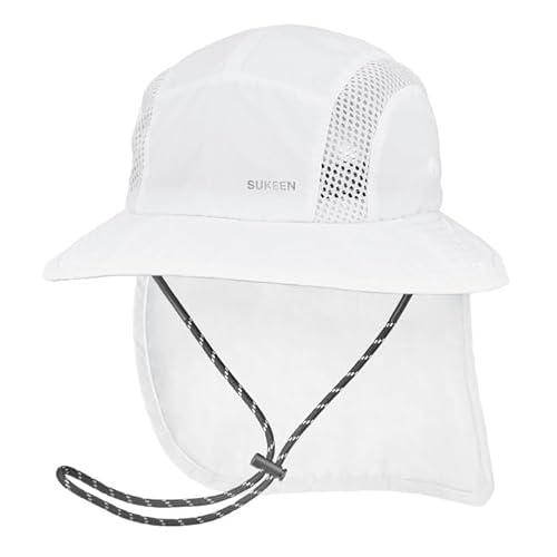 Sukeen Kids Sun Hats with Neck Flap 3 Ways to Wear Foldable Bucket Hat for Girls Boys Lightweight Kids Beach Hat for Outdoors White