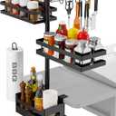Griddle Caddy for Blackstone Griddle, Outdoor Kitchen Accessories for Camper, Grill Caddy with Paper Towel Holder, Blackstone Caddy Organizer, Condiment Caddy, Grilling Gifts for Men