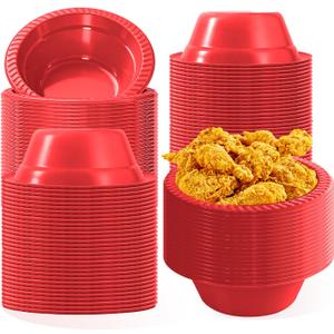 12oz Red Disposable Plastic Bowls Perfect for Mother's Day Party, Ice Cream, Salad, Dessert, Picnic, Snacks, Soup Serving Cups(Red), medium sized