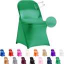 12 PCS Waterproof Stretch Spandex Folding Chair Covers, Dining Room Chair Slipcovers Protector for Wedding, Banquet, Party, Holidays, Celebration and DecorationEmerald
