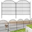 FOREHOGAR Metal Garden Fence 28in (H) x 11.7ft (L), 5 Panels + 6 Stakes Rustproof Border Fence Animal Barrier for Dog, No Dig Garden Fencing for Yard Flower Bed Patio Outdoor, CTW2828 Black