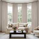 MIULEE Pinch Pleated Thick Linen Curtains 90 Inch 4 Panels Set Back Tab Memory Trained Pinch Pleat Semi Sheer Light Filtering Privacy Curtain Let Light in Window Drapes for Living Room Bedroom Natural