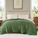 Madison Park King Blanket Quilted Microfiber, Satin Binding, 3M Scotchgard Moisture Wicking Treatment, Soft and Lightweight Summer Blanket for Couch, Windom, King, Green
