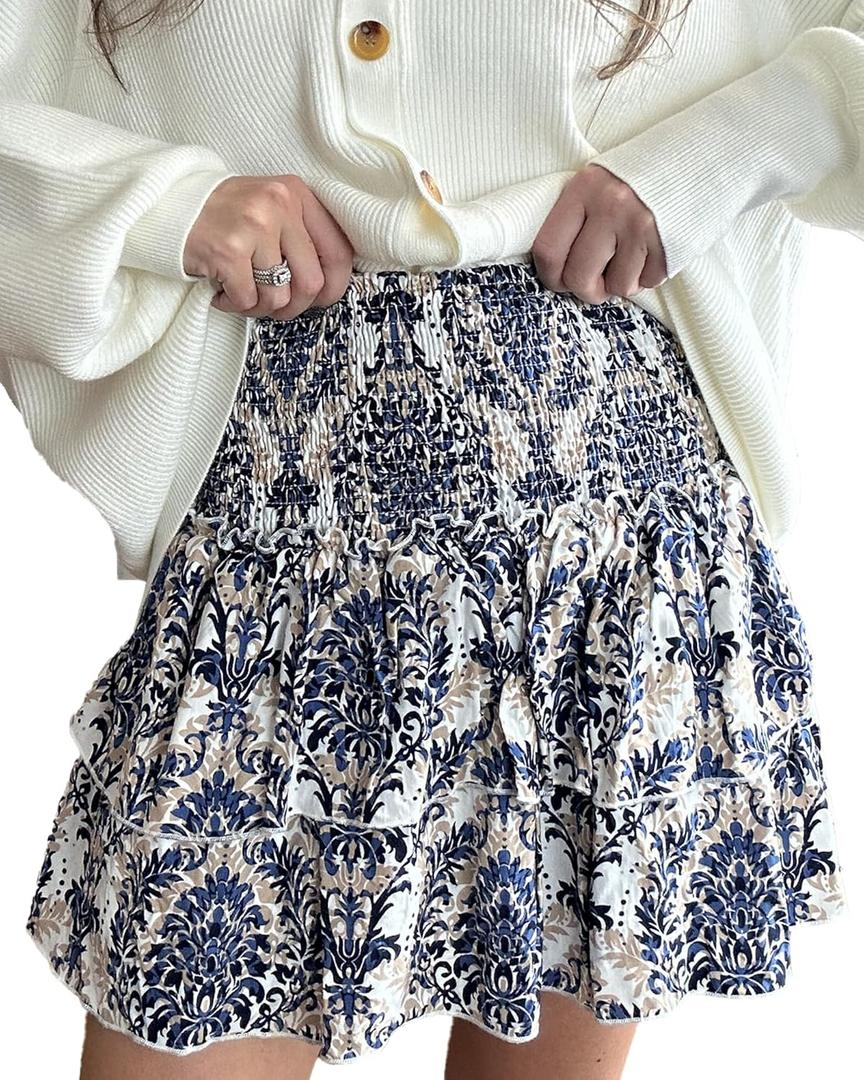 Bsubseach Flowy Shorts for Women High Waist Ruffle Mini Skirts Teen Girls Casual Boho Flowy Skirt Golf Tennis Skort (M)