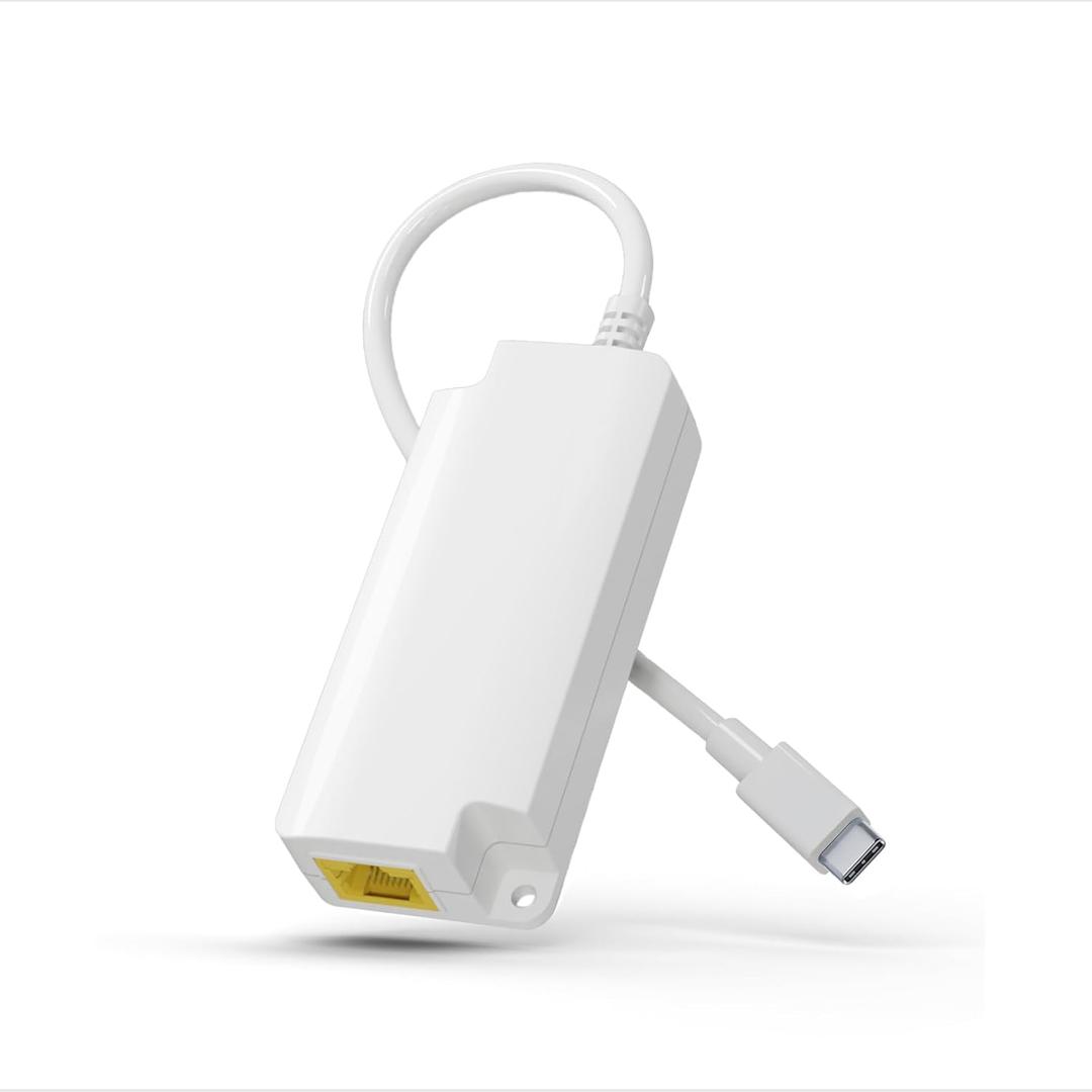 Gigabit PoE to USB C Converter for Smart Phone/Tablet, USB-C to Ethernet Adapter with 10W Charging, Power & Data 2-in-1 RJ45 Port to Type-C Adapter, 10/100/1000Mbps High Speed Plug & Play,IEEE802.3af