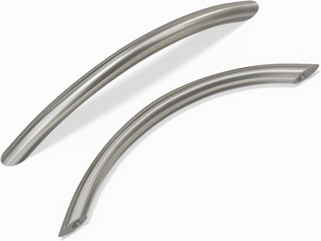 homdiy 5 Pack 5 Inch Brushed Nickel Cabinet Pulls Arched Drawer Handles Solid Hardware for Kitchen and Bathroom Dresser