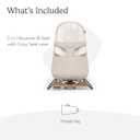 UPPAbaby Mira Bouncer/Portable 2-in-1 Bouncer + Seat Grows With Your Baby/GREENGuard® Gold, JPMA + FSC® certified/Cozy Seat Liner + Storage Bag Included/Charlie (Sand Mélange/Black Chrome/Walnut Wood)