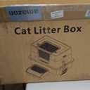 Vivifying Stainless Steel Litter Box, XL Side Entry Extra Large Litter Box with Lid for Big Cats & Kitty, Removable Enclosed Metal Cat Pan with High Sided Enclosure, Scoop, Mat, Footboard (Black)