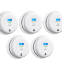 5 Packs, Smoke Combination CO Alarm,2-in-1 Detection, CO Detector,Smoke Detector,Battery Powered CO Alarm with LEDs,Digital Display,Test Button,Low Battery Warning,85db Alarm,Flexible Installation