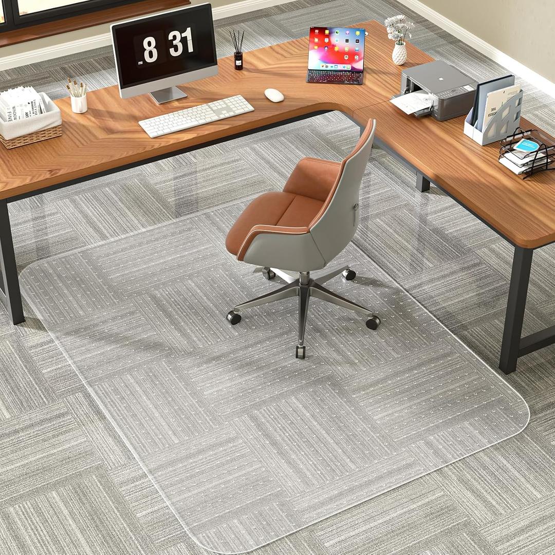 Office Chair Mat for Carpet, 48" X 60" X 0.09" Desk Chair Mat for Carpet Floors, Clear and Thick Rolling Computer Chair Mats with Non-Slip Studded for Home and Office Low Pile Carpets