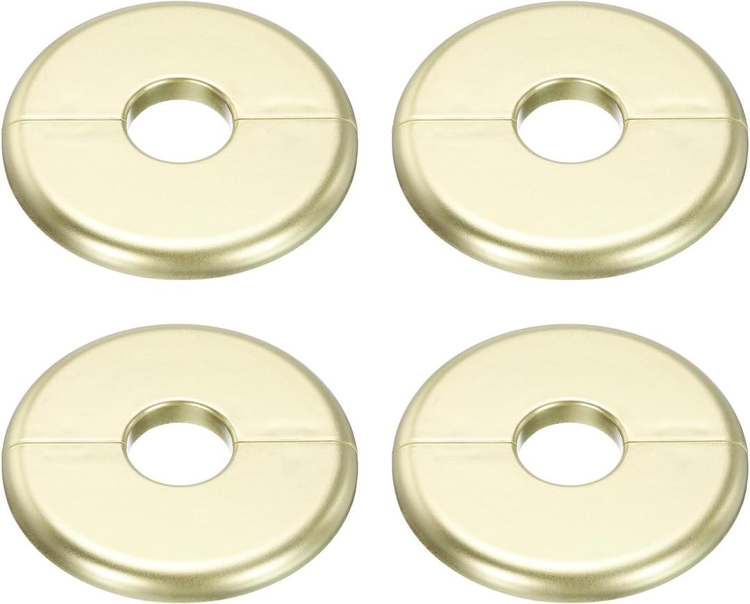 uxcell 4pcs Wall Split Flange 80mm / 3.1" OD Escutcheon Plate ABS Round Self-Adhesive Plumbing Cover Plates for 22mm / 0.9" Dia Water Pipe Faucet Decoration Accessories, Gold