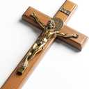 KUXBET Crucifix Cross Catholic 10.7 Inch Wooden Jesus Christ Wall Cross Stand, Hanging or Tabletop with Stand for Home Decor (10.7" L x 5.0" W)