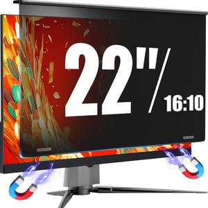 Magnetic Privacy Screen for 22 Inch Flat Computer Monitor 16:10 Aspect Ratio, 22in Removable Anti Glare Filter, Blue Light Blocking Privacy Shield Eye Protection, Hanging Anti Spy Desktop PC Protector