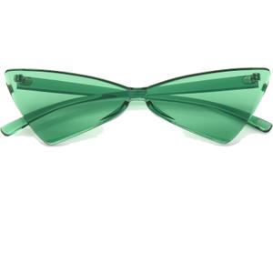 OLIN Triangle Thick Rimless Sunglasses One Piece Colored Transparent glasses For Women and Men (Green)