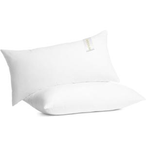 Digital Decor 100% Cotton Hotel Pillows, U.S. Made Hypoallergenic Pillows with Down Alternative Fiber Fill for Side & Back Sleepers, Set of 2, Three Comfort Levels, (Soft, Medium, Firm) Firm (Standard (Pack of 2), Gold / Medium)
