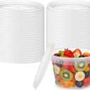 50 Pack Clear Deli Container Lids Plastic Reusable Lids for 8, 16, 32oz Deli Container Soup, Freezer, Microwave, Dishwasher Safe, Not Include Cups