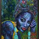 Blue Flame with Black Floater Frame, 21.5" x 25.5"