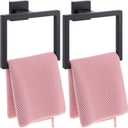 2 Pack Matte Black Towel Ring, Stainless Steel Hand Towel Holder, Modern Square Wall Mounted Bathroom Rack Hangers
