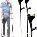 Forearm Crutches Pair, Folding Forearm Crutches Adults Lightweight Adjustable, with Rubber Handles, Comfortable Grip and Wear-Resistant